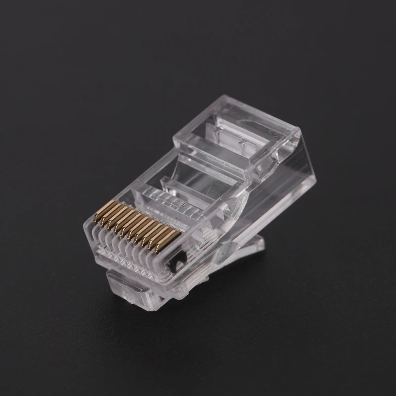 50 Pcs/Pack Stranded 10P10C Network Cable Connector RJ48 Crystal Plug Modular  T3LB ethernet cable tracer