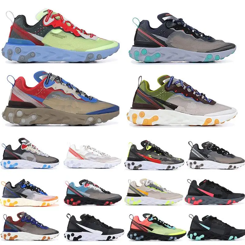 

React Element 87 Undercover Running Shoes Sail Light Bone Blue Chill Solar Anthracite Black Designer Sports Sneakers Size 36-45