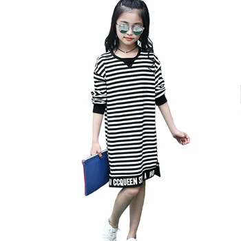 

Autumn Teenage Girls Dresses Stripe Printed Kids Dress 2017 Children Clothing Costume For Teen Girl 5 6 7 8 9 10 11 12 13 14 Yrs