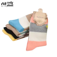 Cody steel/Модные женские носки удобные хлопковые носки с широкими полосками для девочек дышащие повседневные женские зимние носки 3 пар/лот