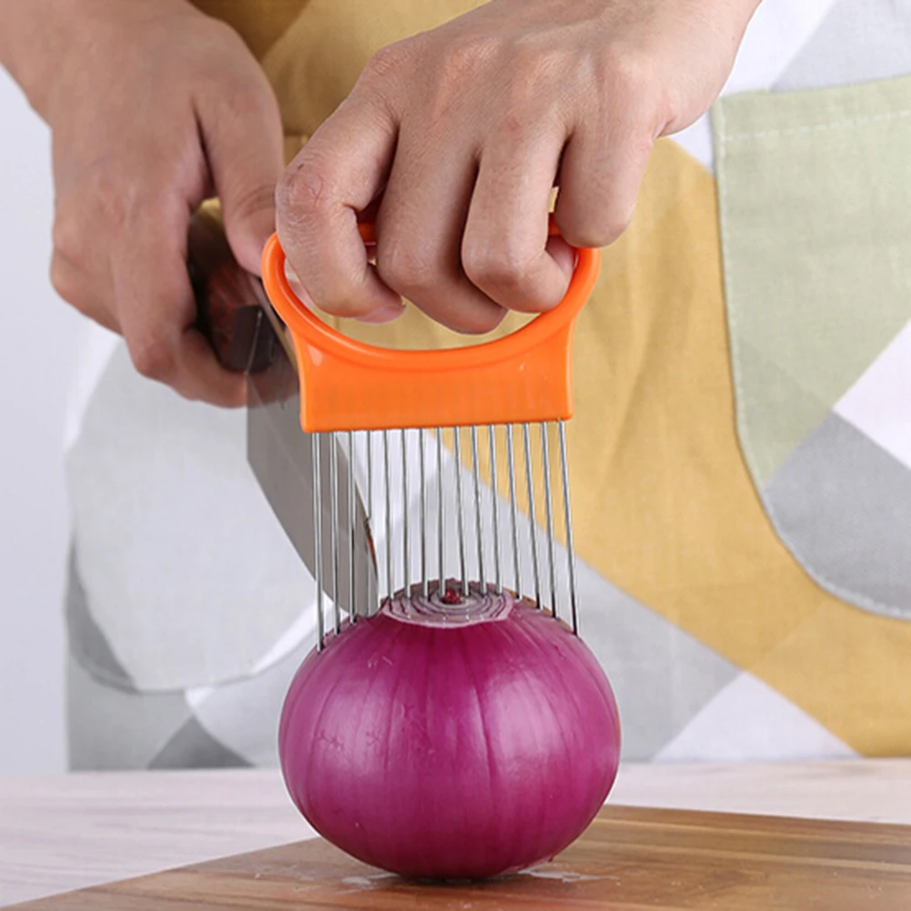 

1 PC 12-Prong Onion Holder Useful Vegetable Cutter Slicer With Plastic Handle For Tomato Vegetable Lemon Potato Kitchen Gadget