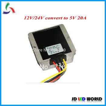 

DC-DC Converter Auto Car LED display screen led sign Power Inverter Waterproof Step-Down Buck Module 12V/24V to 5V 20A 100W