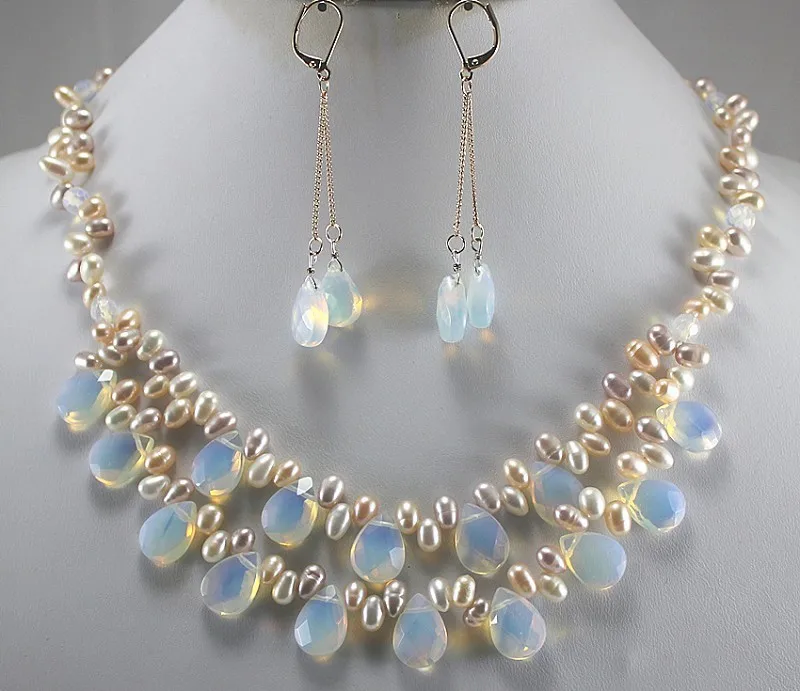 

free shipping>>> Wholesale fashion jewelry mix pearl and crystal necklace and crystal tangle earrings jewelry set