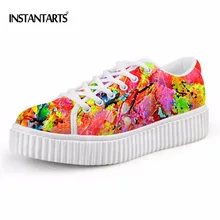 Instantarts Досуг Комфорт плоским Женская обувь на платформе живопись узор лето Обувь для девочек Туфли без каблуков Высота обувь со скрытым каблуком женские тапки