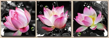 

5d DIY Diamond Painting 3pcs lotus Cross Stitch Kits Full Diamond Mosaic Crystal Diamond Embroidery almaznaya Pattern Rhinestone
