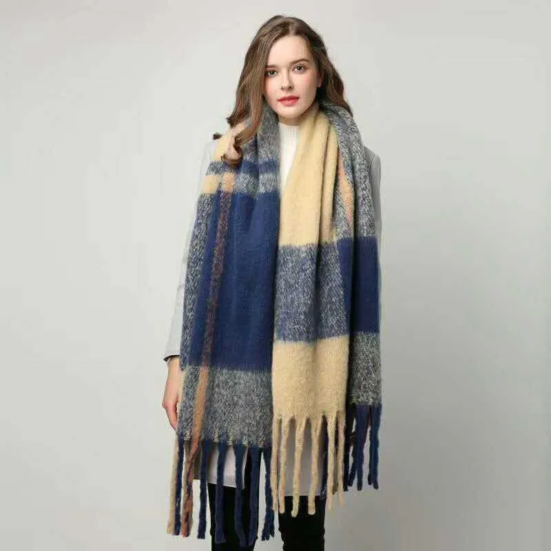 Элитный бренд зимний шарф Для женщин Вязание шерсть шарфы Утолщаются теплый плед шаль шарф пончо пашмины Ленточки S-76