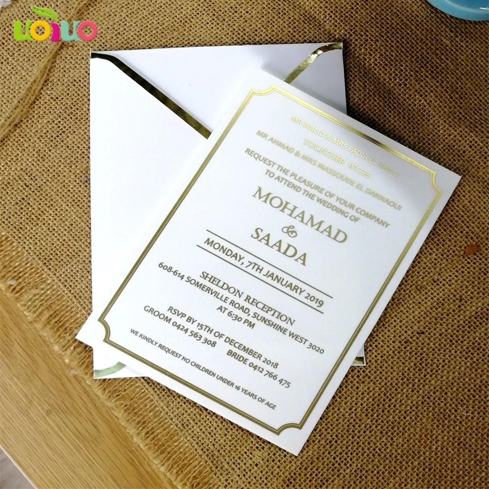  white acrylic card with gold printing wedding invitation card acrylic card wedding invitation card  - 32964883606