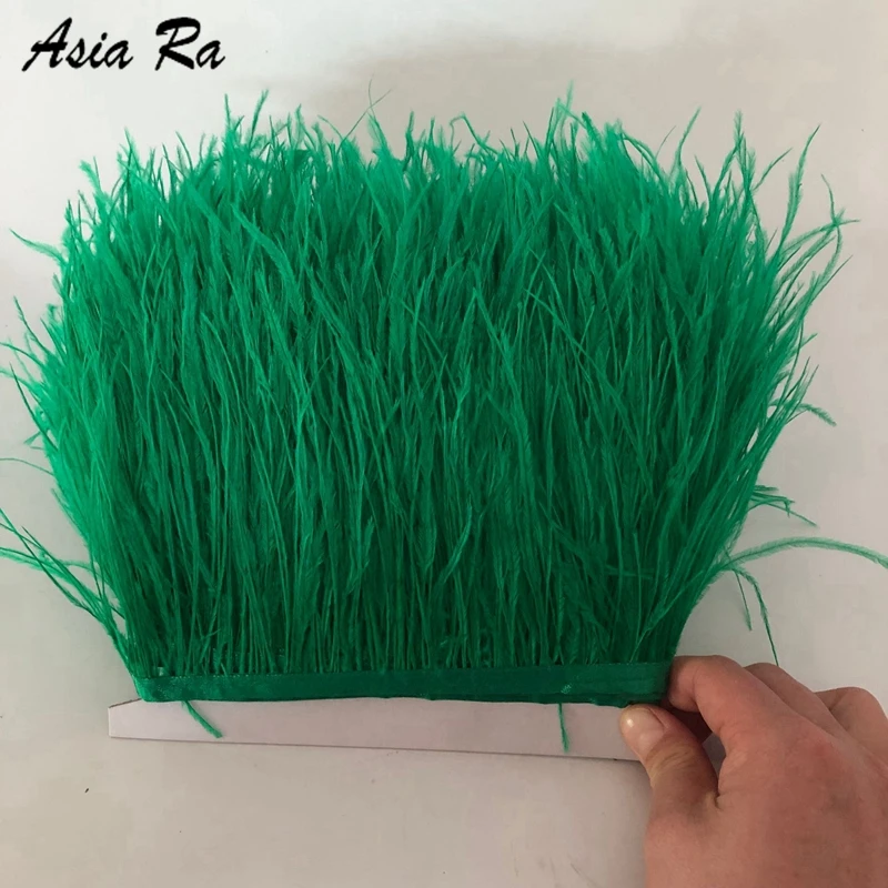 Горячая продажа 10 метров темно-зеленого цвета обрезки страусовых перьев для