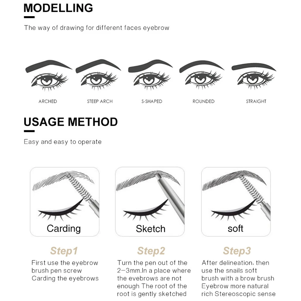 Elecool 1 шт. карандаш для бровей с двумя головками автоматический карандаш для бровей долговечный легко носить краска для макияжа оттенок с