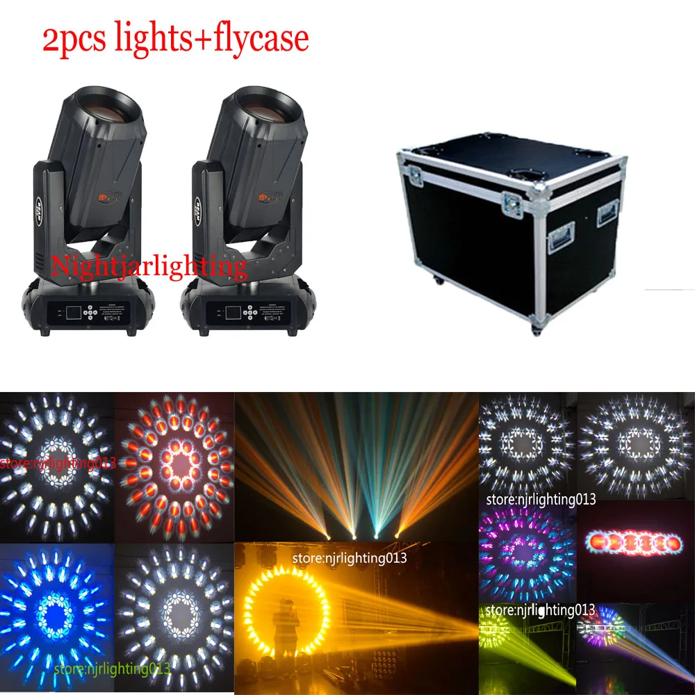 

2pcs lights with flycase 10R Sharpy 260W moving head light with double prisms 6 glass gobos for stage dj lighting wedding