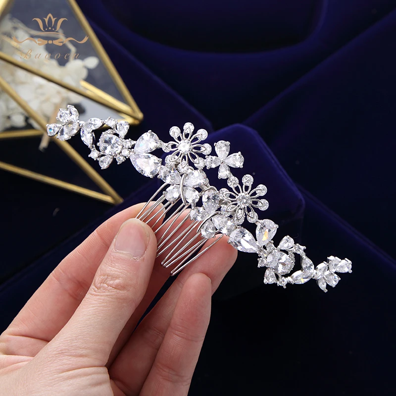 

3 pics/Lot Elegant Full Cubic Zircon Wedding Hair Combs Leaf Bridal Crystal Sticks Wedding Hair accessories Evening Hair Jewelry