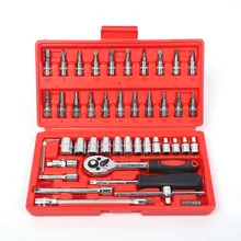 46pcs 1/4-Inch High Quality Socket Set Car Repair Tool Ratchet Set Torque Wrench Combination Bit a set of keys Chrome Vanadium