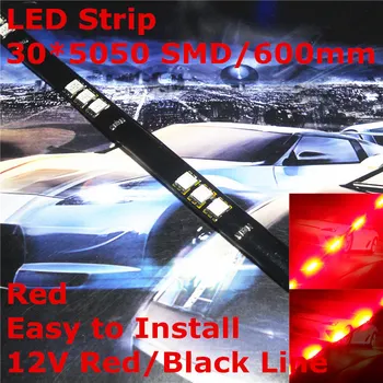 

Stock Shipping New 12V Car LED Decoration Soft Strip 600mm Red Color(30*5050 SMD) For Out/In Door Signal Atmosphere Light