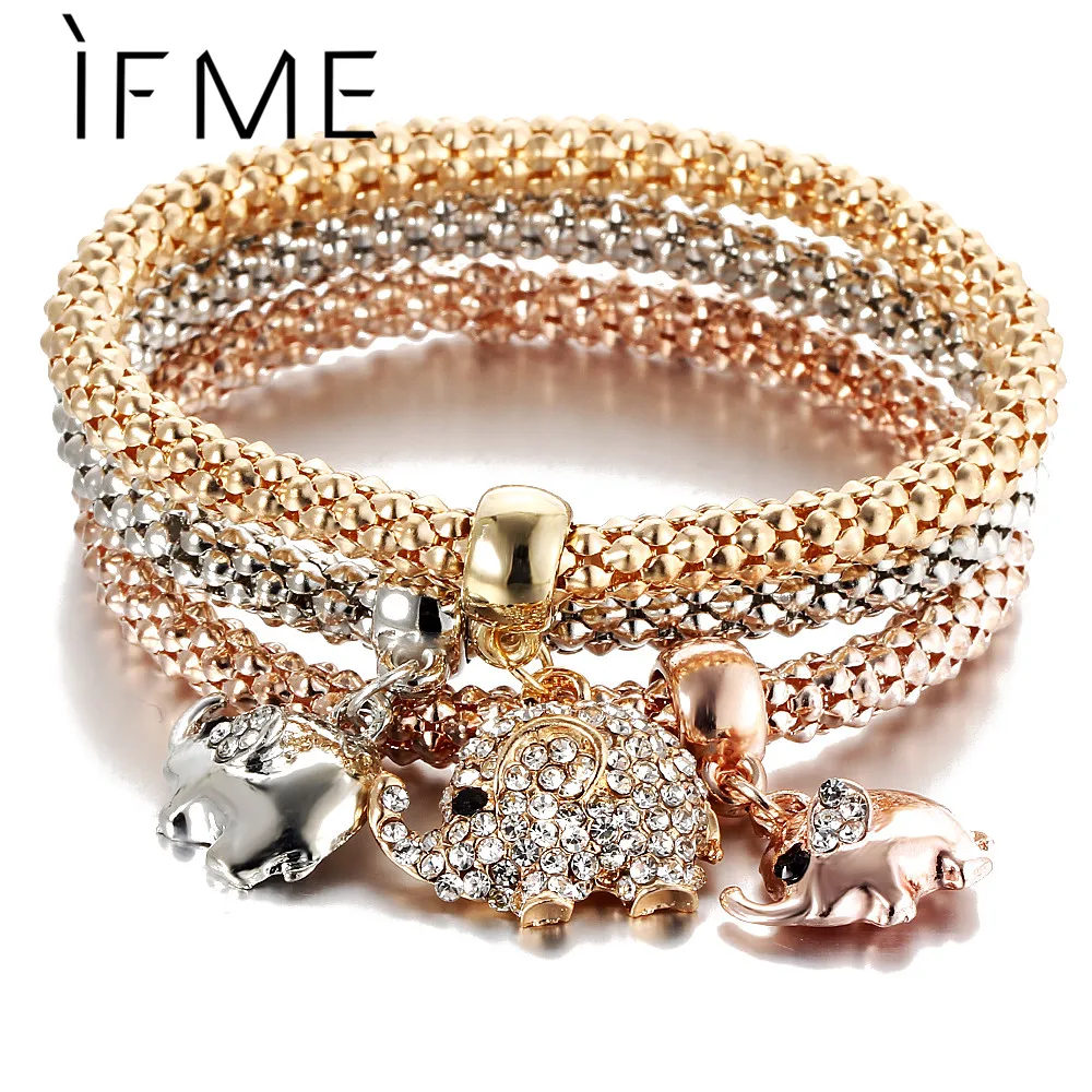 IF ME 3 шт./компл. Хрустальная корона совы металлические браслеты с подвесками