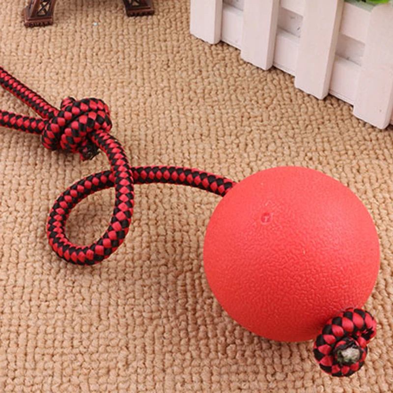 Non toxic Solid Natural Rubber Rope bouncing ball Pet Dog Chew Toy