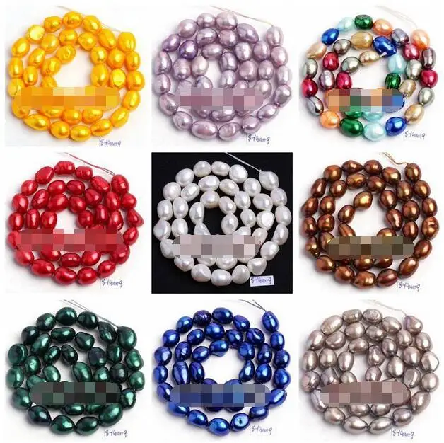 

Free Shipping>>>Many color can choose 8-10mm 23 Color Natural Freshwater Pearl Freeform DIY Gem Loose Beads Strand 15"