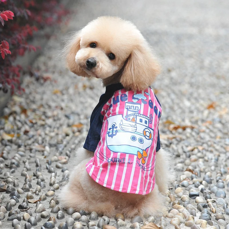 

2019 new summer suit blue sea sailboat dog vest bipedal dog clothes pet clothing