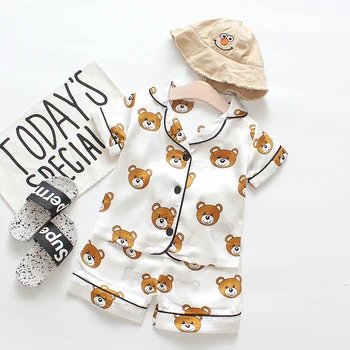 

new Summer Children Pajama Sets Cute Bear Girls Clothing sets Baby Boys Sleepwear Pajamas Set Kids Sleepwear 3M-6Y