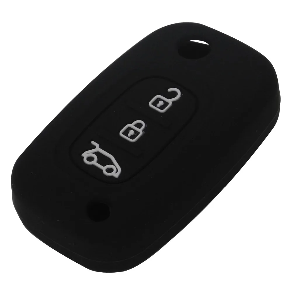 Keyforkess Cover chiave in Silicone per auto per Lada Renault Twingo Clio Master Kango fit Benz Smart Remote Flip Key Case Protector 3BTN 8 1DSwarehouse8636