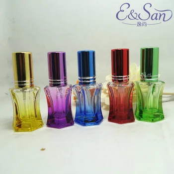 

P43-8ML Spray Colored Cosmetics Points Bottling Waist Hexagonal Glass Spray Small Perfume Bottles 5PCS/LOT