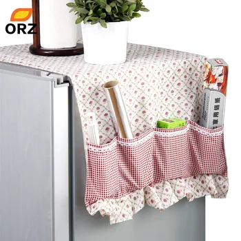 

ORZ Practical Fridge Lattice Refrigerator Dust Proof Cover Muti-Functional Pouch Organizer Duster Cloth Kitchen Storage Holder