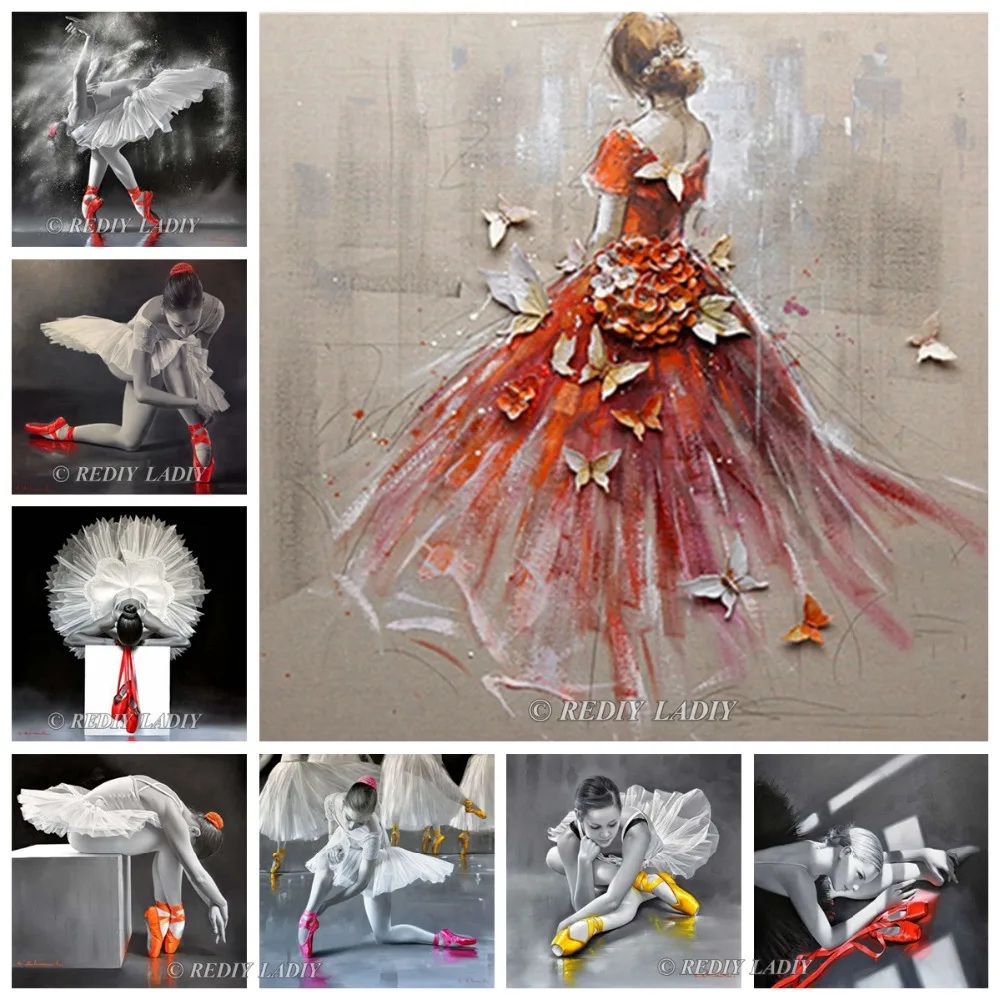 MF84107A   REDIY LADIY Full Square Drill 5D DIY Diamond Painting Cross Stitch Ballet Dance Girl Diamond Embroidery Mosaic Home Decoration