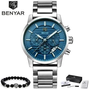 

BENYAR Watch Men Fashion Sport Quartz Clock Men Watches Top Brand Luxury Full Steel Business Waterproof Watch Relogio Masculino