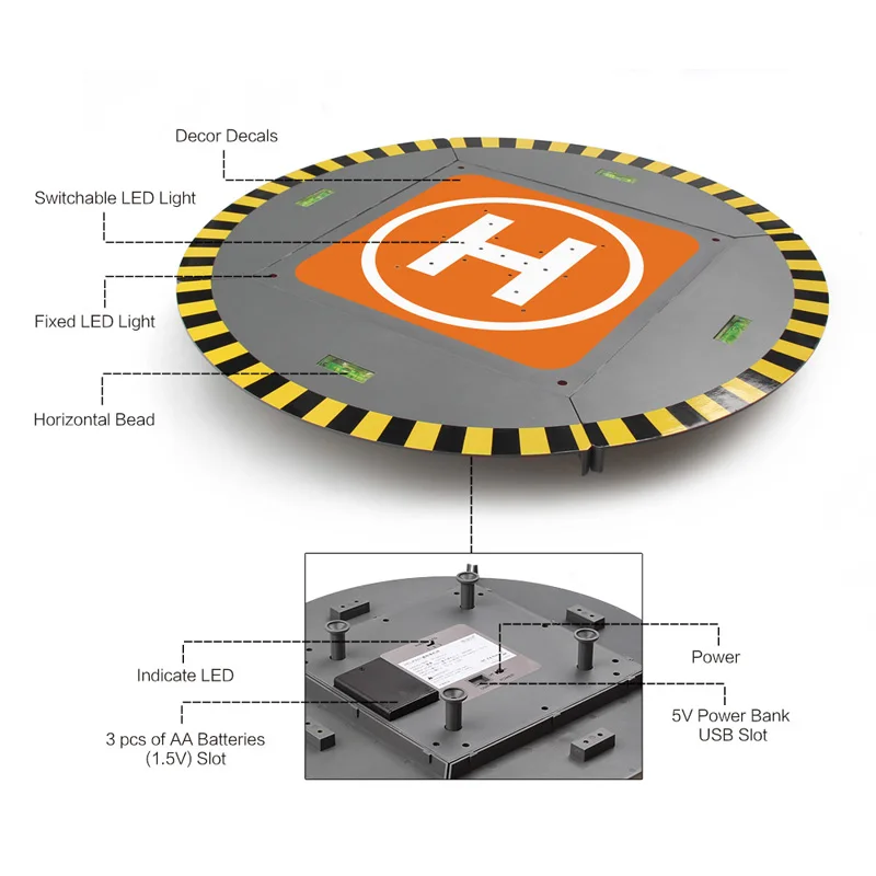  LED Light Electronics Parking Apron 83cm portable Landing Pad For DJI phantom 3 4 4PRO Mavic Pro SPARK Parrot Bebop Drone 1 (8)