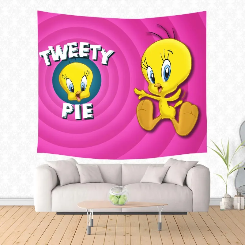 

Large Tweety Bird Wall Hanging Tapestry Custom Beach Yoga Mat Polyester Thin Shawl Blanket Picnic Throw Rug Home Decor