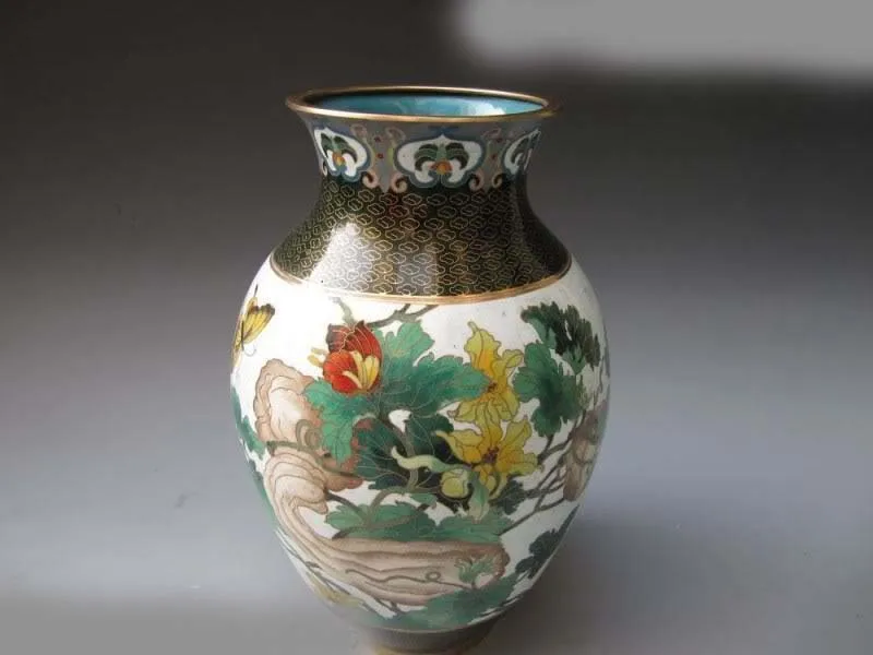 

12"Chinese Royal Palace Bronze Copper cloisonne cushaw Flower Bottle Pot Vase