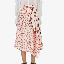 Подиумная Женская длинная юбка Роскошная Цветочная с высокой талией с принтом Асимметричная юбка европейские дизайнерские вечерние миди-юбки