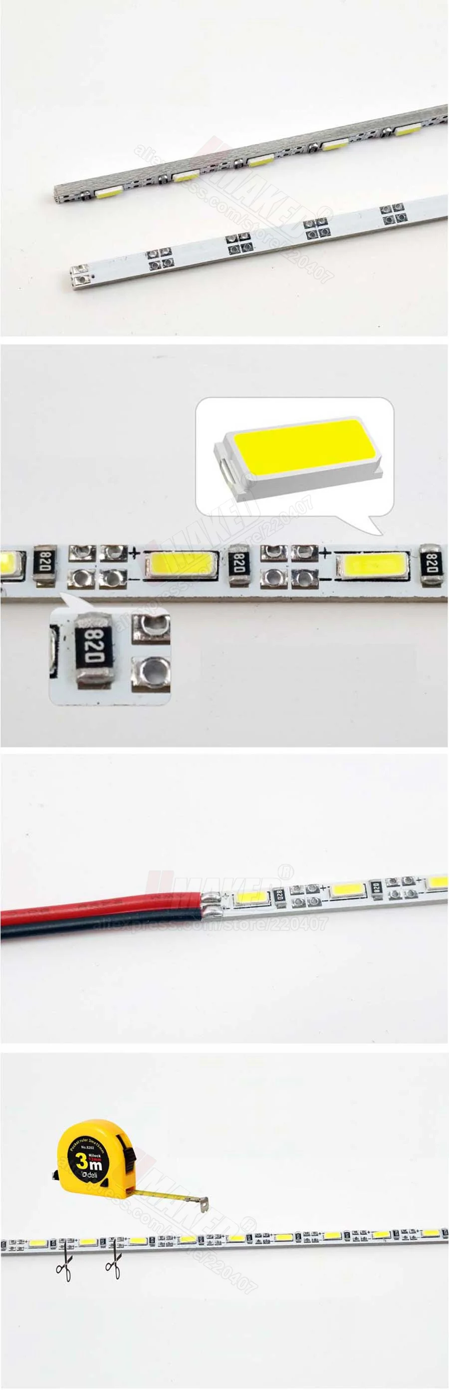 50 см 3 мм ширина яркость SMD4014 светодиодный жёсткая планка Высокая яркость 5 в теплый белый/белый цвет светодиодный свет бар