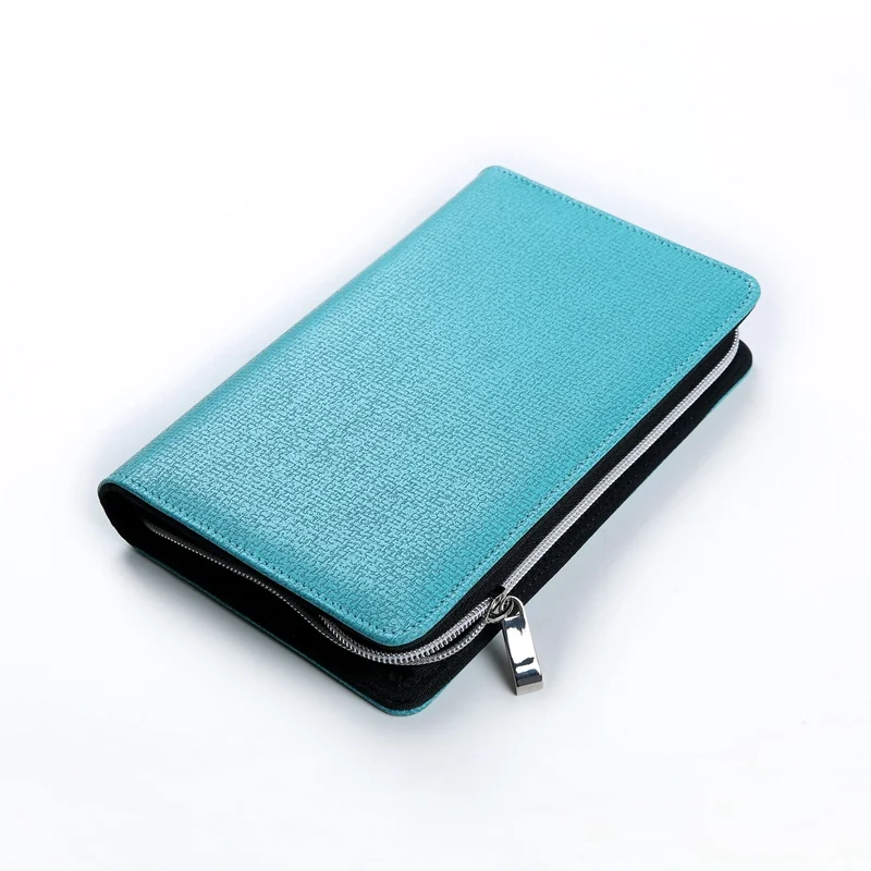Logo Customized notebook A5 & A6 Business Zipper Bag PU Leather Organizer Planner With Calculator or Memo Pads for white collar
