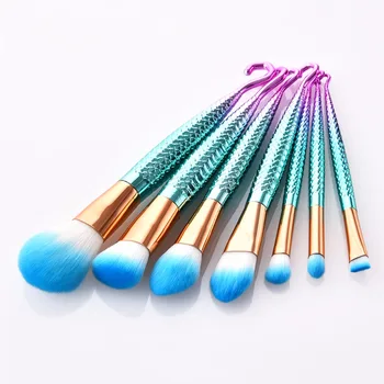 

7Pcs Makeup Brush Set Mermaid Eyeshadow Brushes Set Angled Eyeliner Brush Face Brush Blending Cosmetic Kit