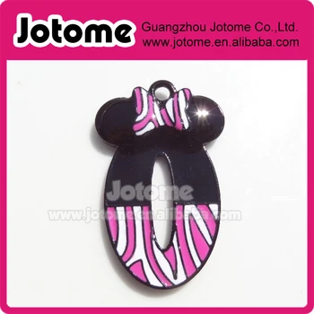

36mm*22mm Rhinestone and Enamel Zebra Print Mouse Inspired Letter O Pendant