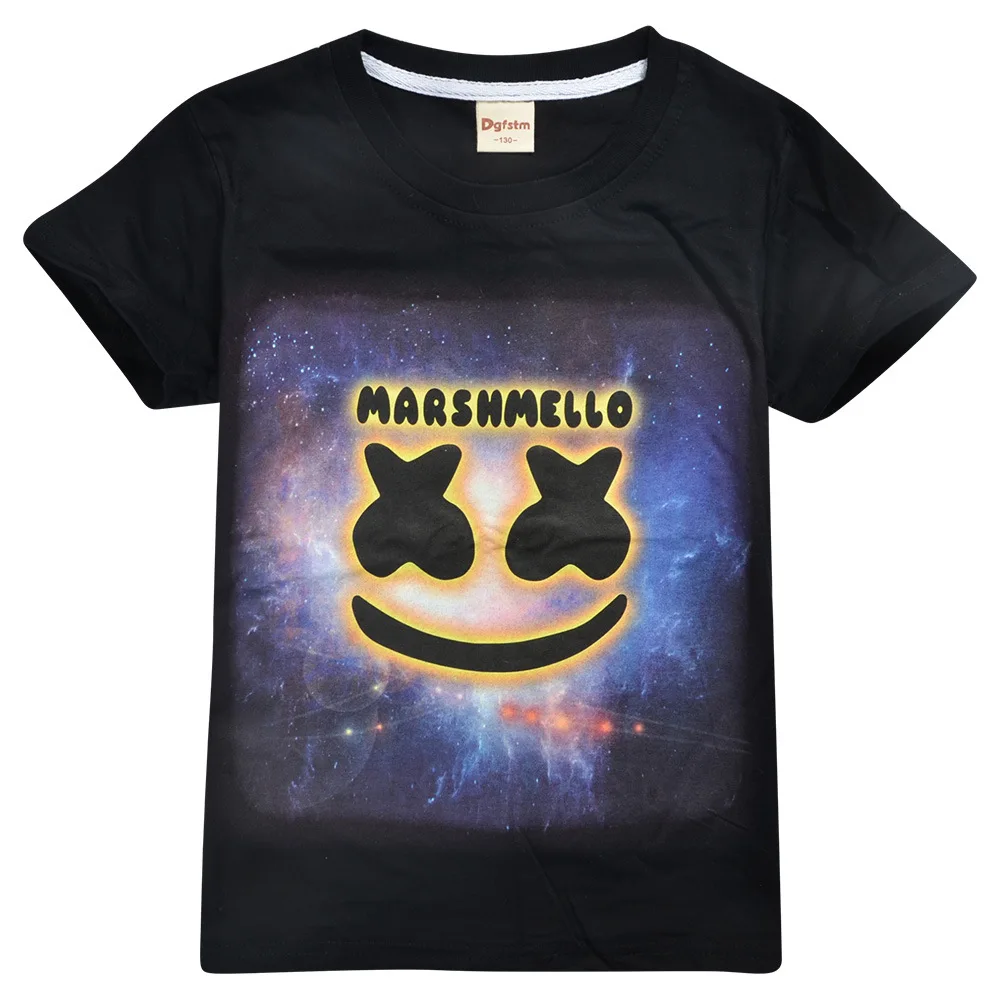 Marshmello Детская Футболка Dj музыка детская футболка Зефирное лицо человек обувь для мальчиков девочек футболки летние майки для подростков