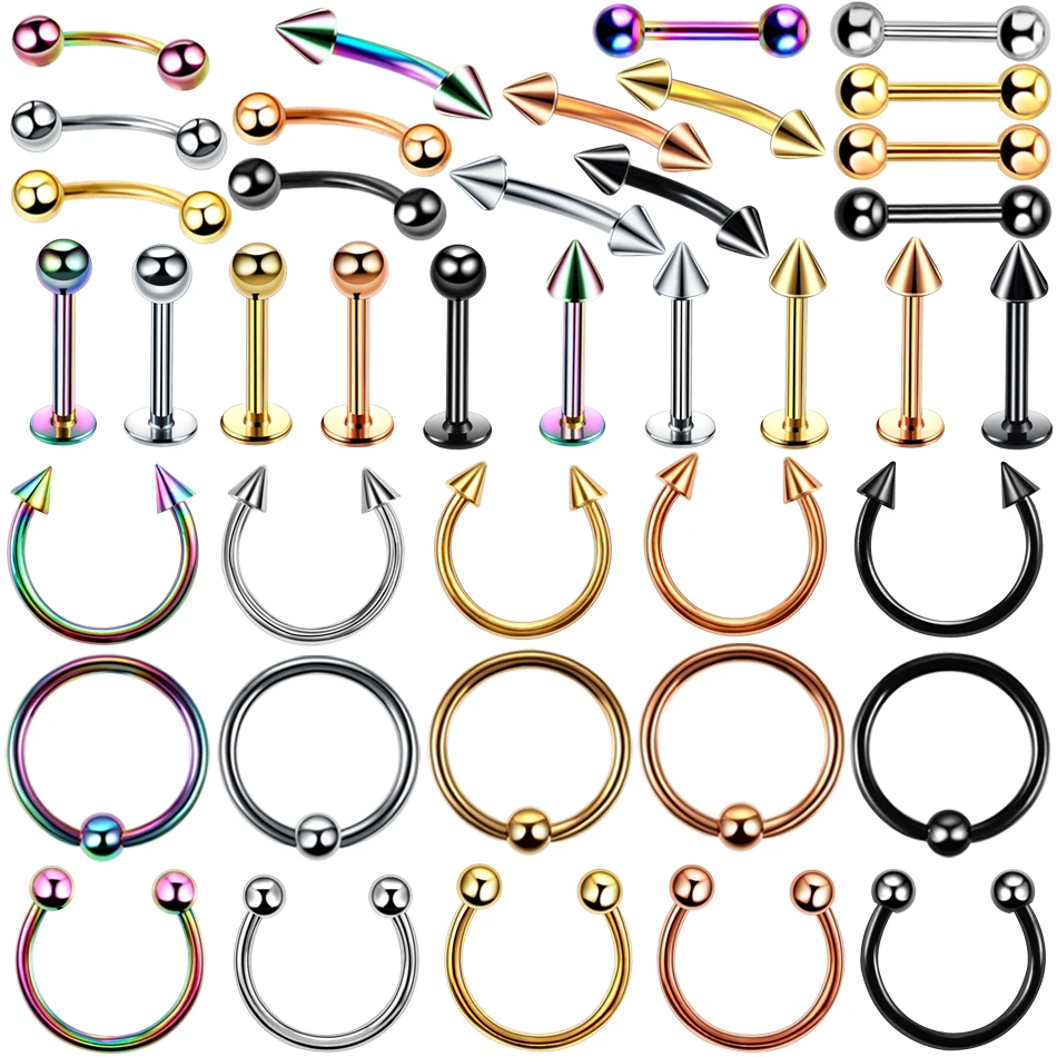 

8pcs/lot Steel Ear Piercings Helix Piercings Eyebrow Piercings Lip Labret Rings Earring Tragus Barbell Piercings Body Jewelry