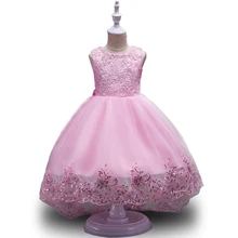 Длинный хвост платье для девочек элегантное праздничное торжественное платье принцессы для девочек на свадьбу платье с кружевными рукавами одежда для девочек детская одежда
