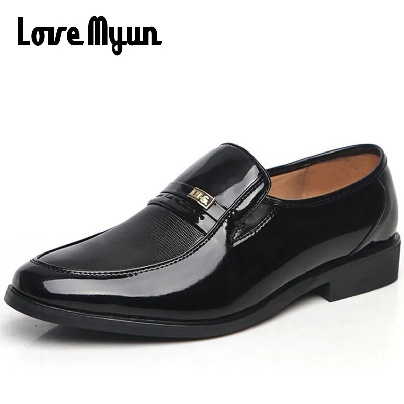 mature man Leather dress shoes Business Wedding shoes for Men Loafers