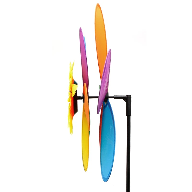 Sunflower Windmill Colourful Wind Spinner Home Garden Decor Yard Kids Toy Outdoor Decorative Stakes Wind Spinners - Image 2