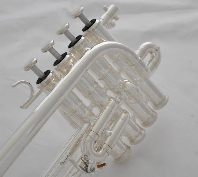 Профессиональный Серебряный пикколо-труба 4 поршневой Рог Bb/A 2 Leadpipe мундштук