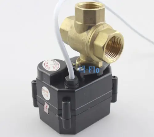 New 1//2/" 3 Way T Port Brass Motorized Ball Valve,DC5V//12V Electrical Ball Valve
