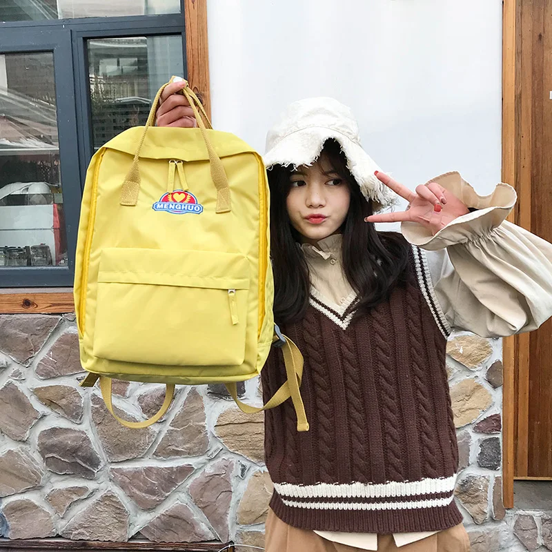MENGHUO Panelled 2018 Women Canvas Backpack School bag for Girl Ladies Teenagers Casual Travel bags Schoolbag Backpack Mochila (31)