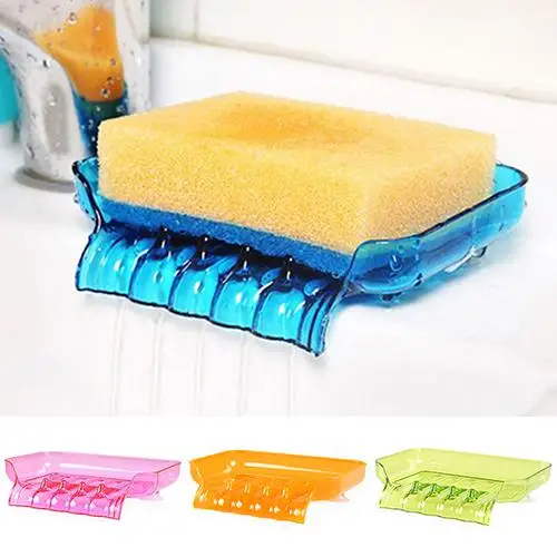 

HOT SALE! Anti-Slip Suction Cup Water Drain Soap Dish Tray Sponge Holder Bathroom Rack Organizer Kitchen Tool
