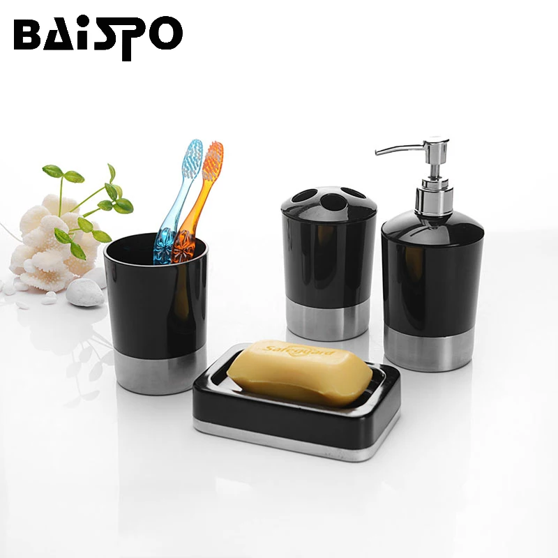 BAISPO 4 шт./компл. пластик ванная комната костюм чашки мыло блюдо зубная щётка