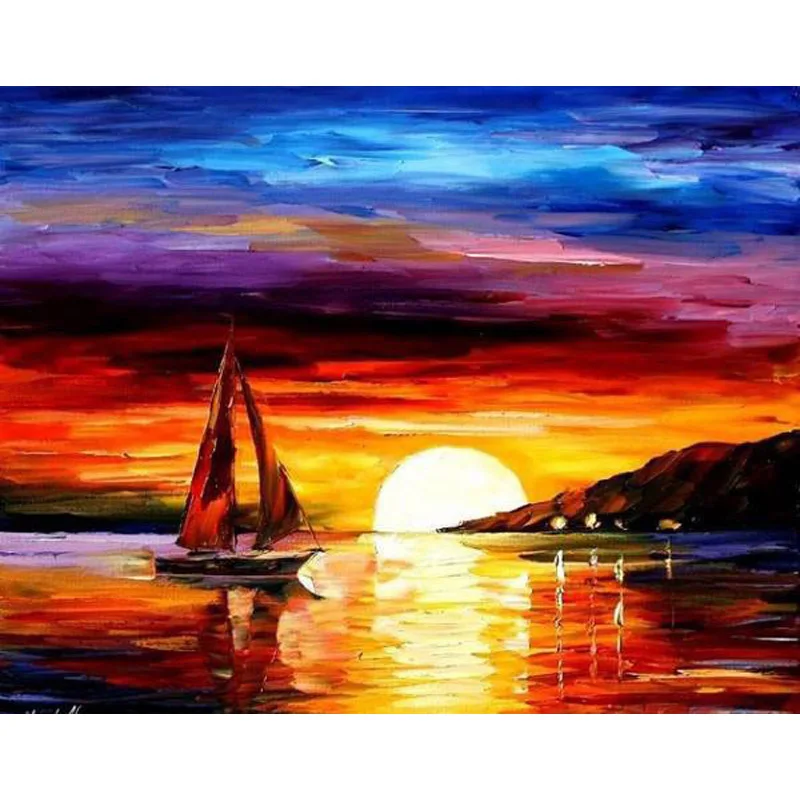 Как нарисовать закат акриловыми красками