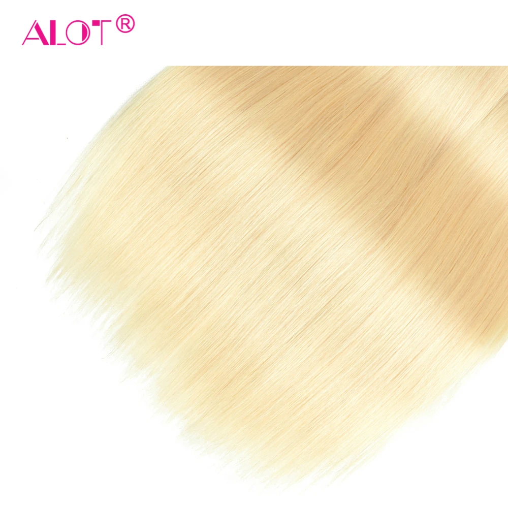 Alot Hair 613 Blonde Peruvian Straight 3 Bundles With Closure Blonde Human Hair Weave Bundles Peruvian Straight With 4x4 Closure