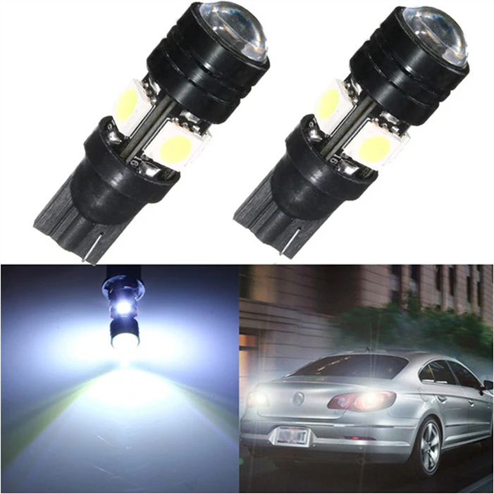 2 X T10 LED W5W Car LED Auto Lamp 12V Light bulbs with Projector Lens ...