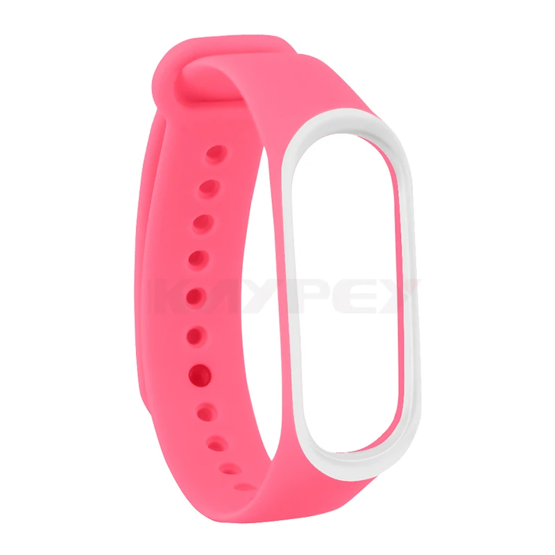 Pink white Цветной браслет mi Band 3 4, силиконовый ремешок, двойной цвет, сменный ремешок для часов для оригинальной Xiaomi mi, ремешок 3 4 - Цвет: Pink white