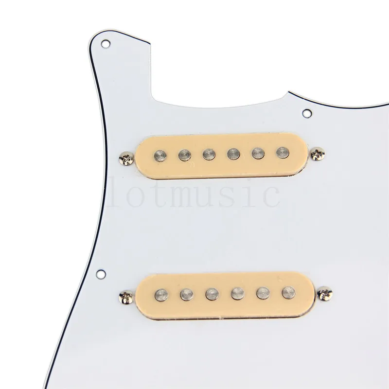 Kmise электрогитара загружена Prewired Pickguard царапин пластины звукосниматели для Fender Strat части 3 слоя SSS белый